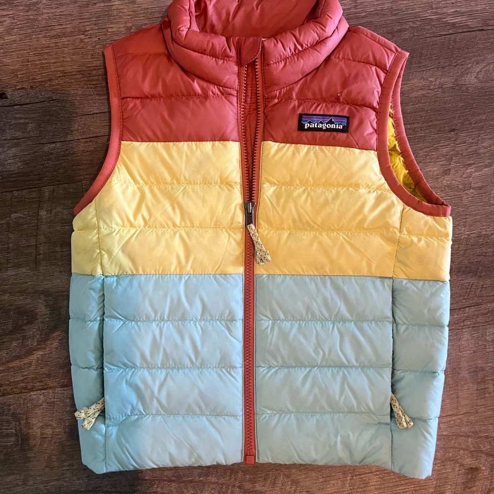 Patagonia Kids Red and Yellow Puffer Vest